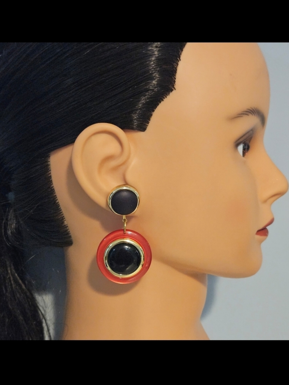 Vintage Red and Black  Dangle Earrings